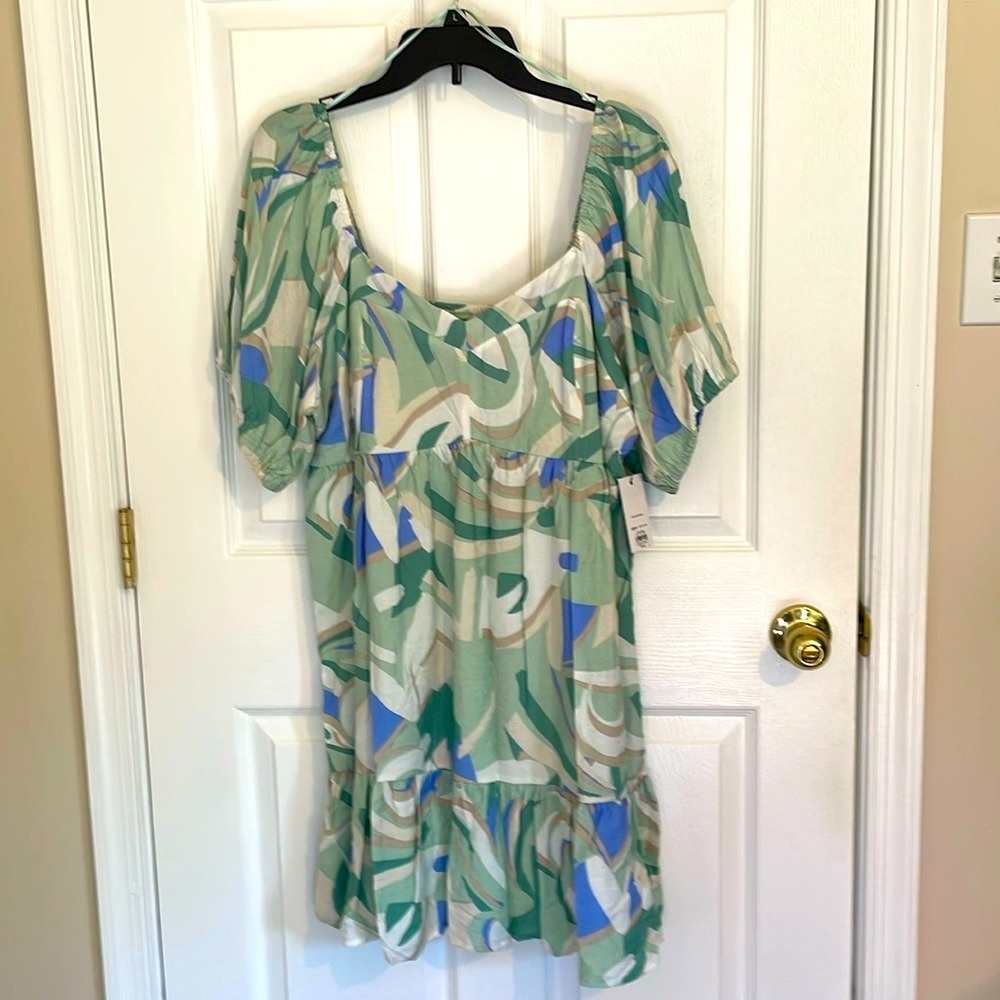 Nine West Green tie dye BabyDoll Mini Dress size XXLarge Dress NWT